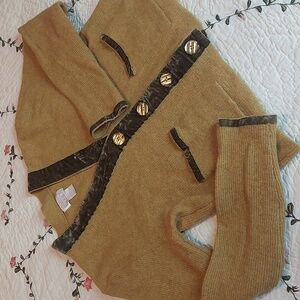 VTG Moda International Lambswool Blend Mustard Color Sweater Cardigan Size